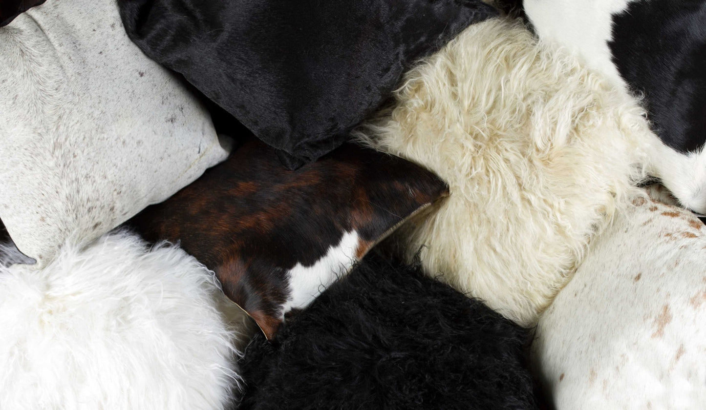 12" X 20" X 5" Gray Sheepskin Pillow