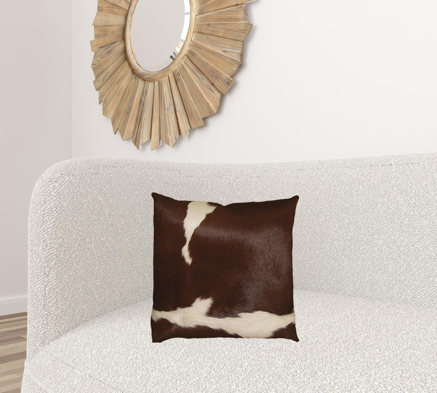 18" X 18" X 5" Brown And White Cowhide Pillow