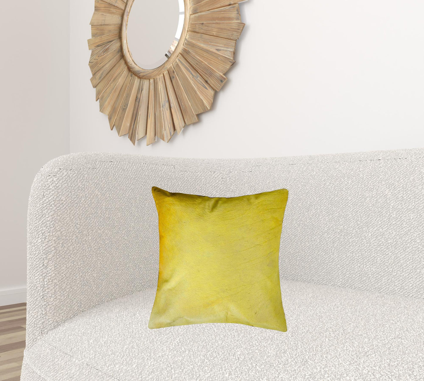 18" X 18" X 5" Yellow Cowhide Pillow