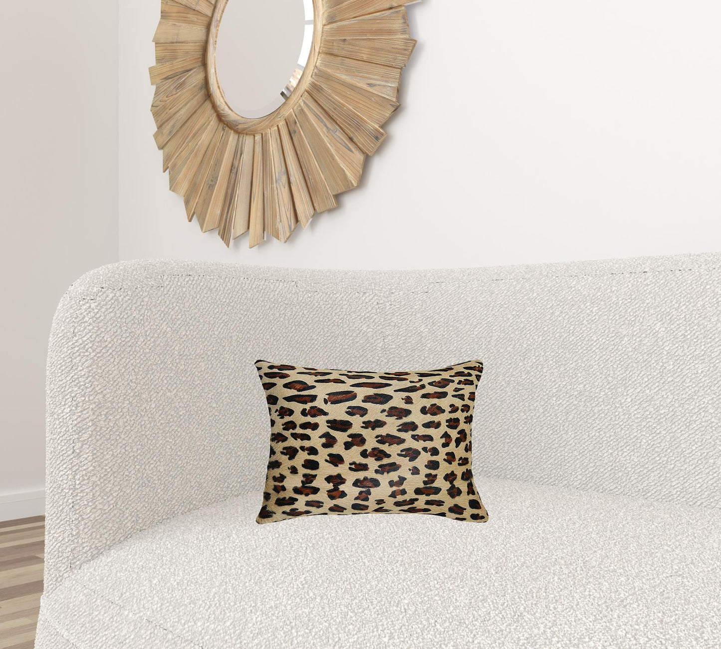 12" X 20" X 5" Leopard Cowhide Pillow