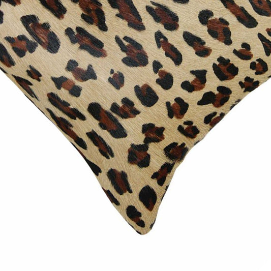 12" X 20" X 5" Leopard Cowhide Pillow