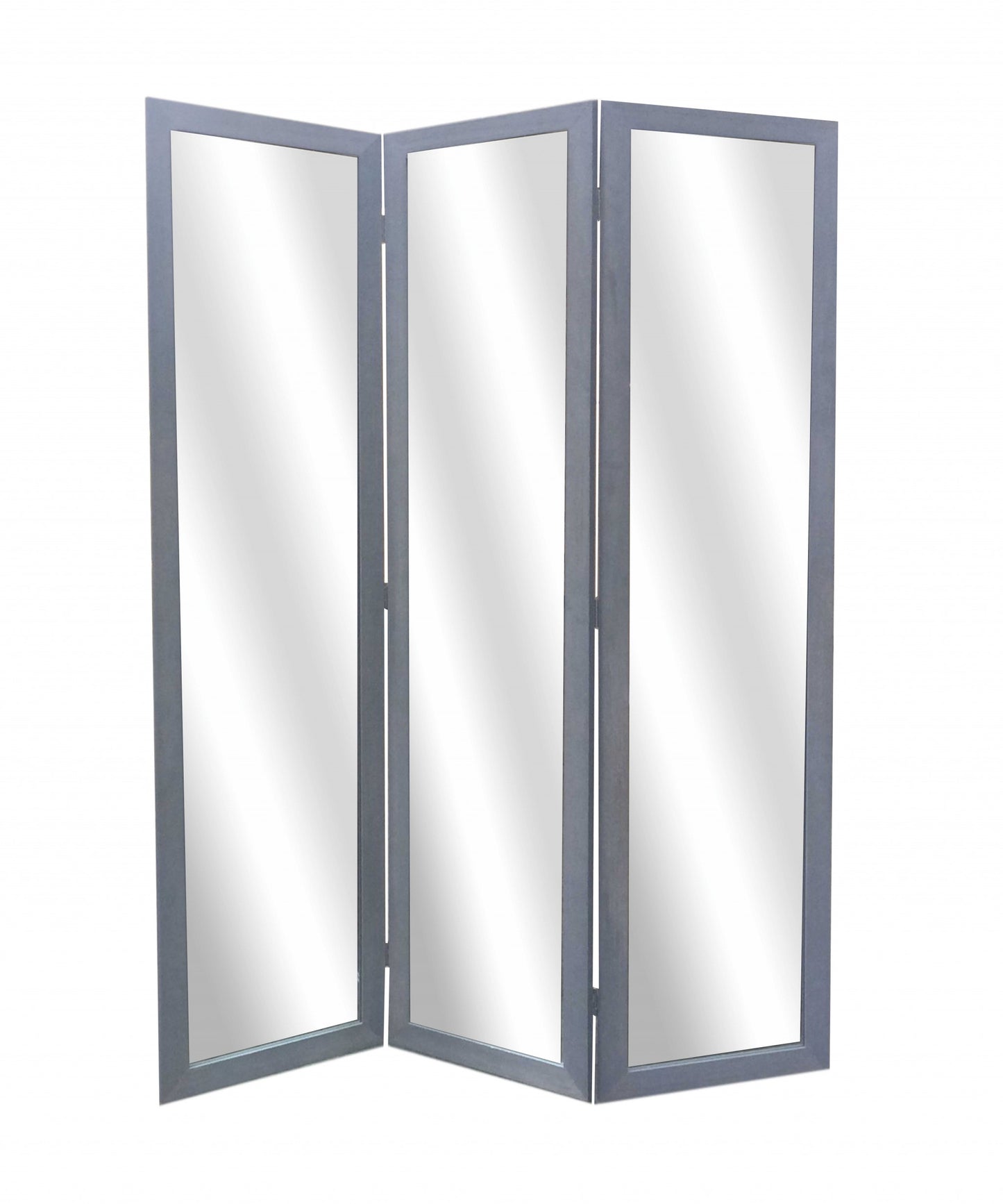 50 X 69 Gray Glass & Wood Mirror Screen
