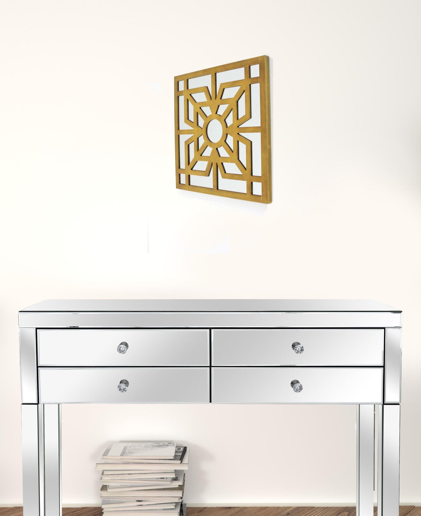 24" X 24" X 1" Bright Gold Mirrored Wooden Wall Decor