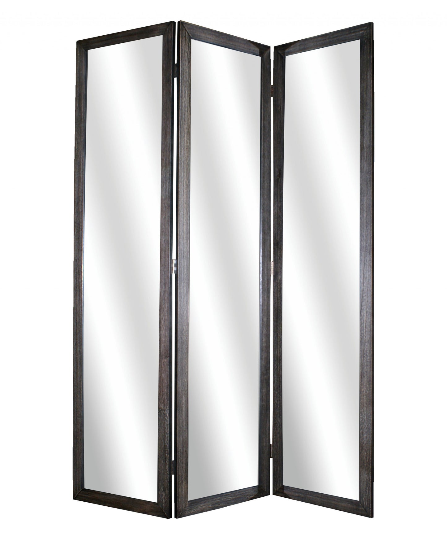 50 X 69 Black Glass & Wood Mirror Screen