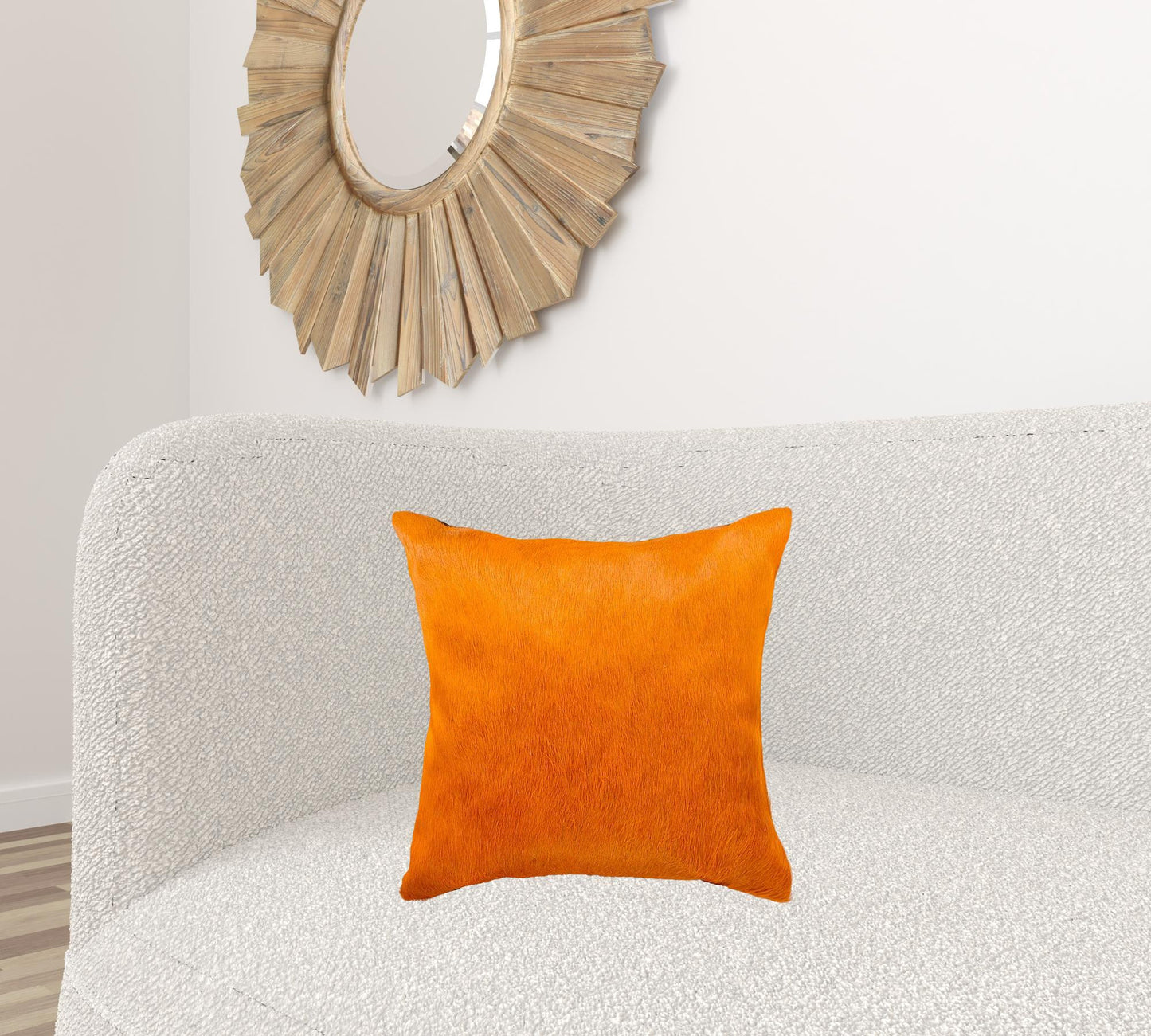 18" X 18" X 5" Orange Cowhide Pillow