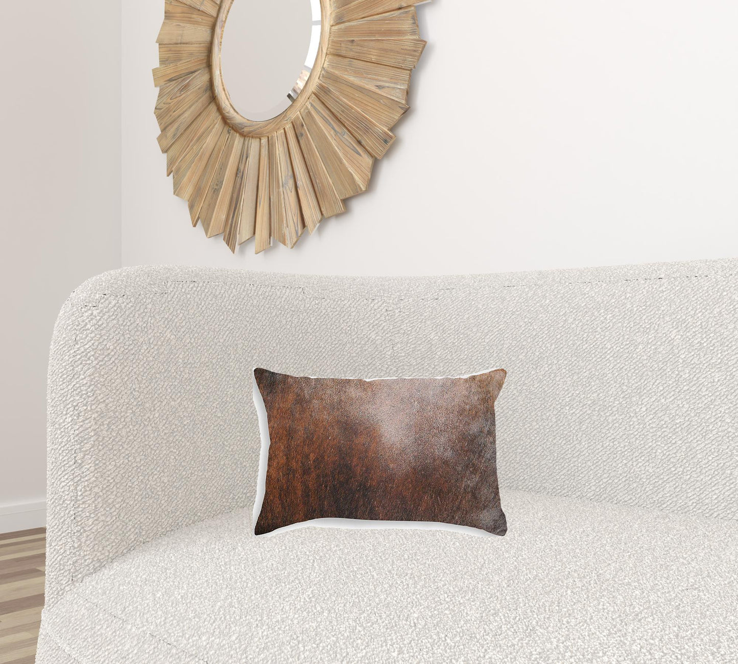 12" X 20" X 5" Brown Cowhide Pillow