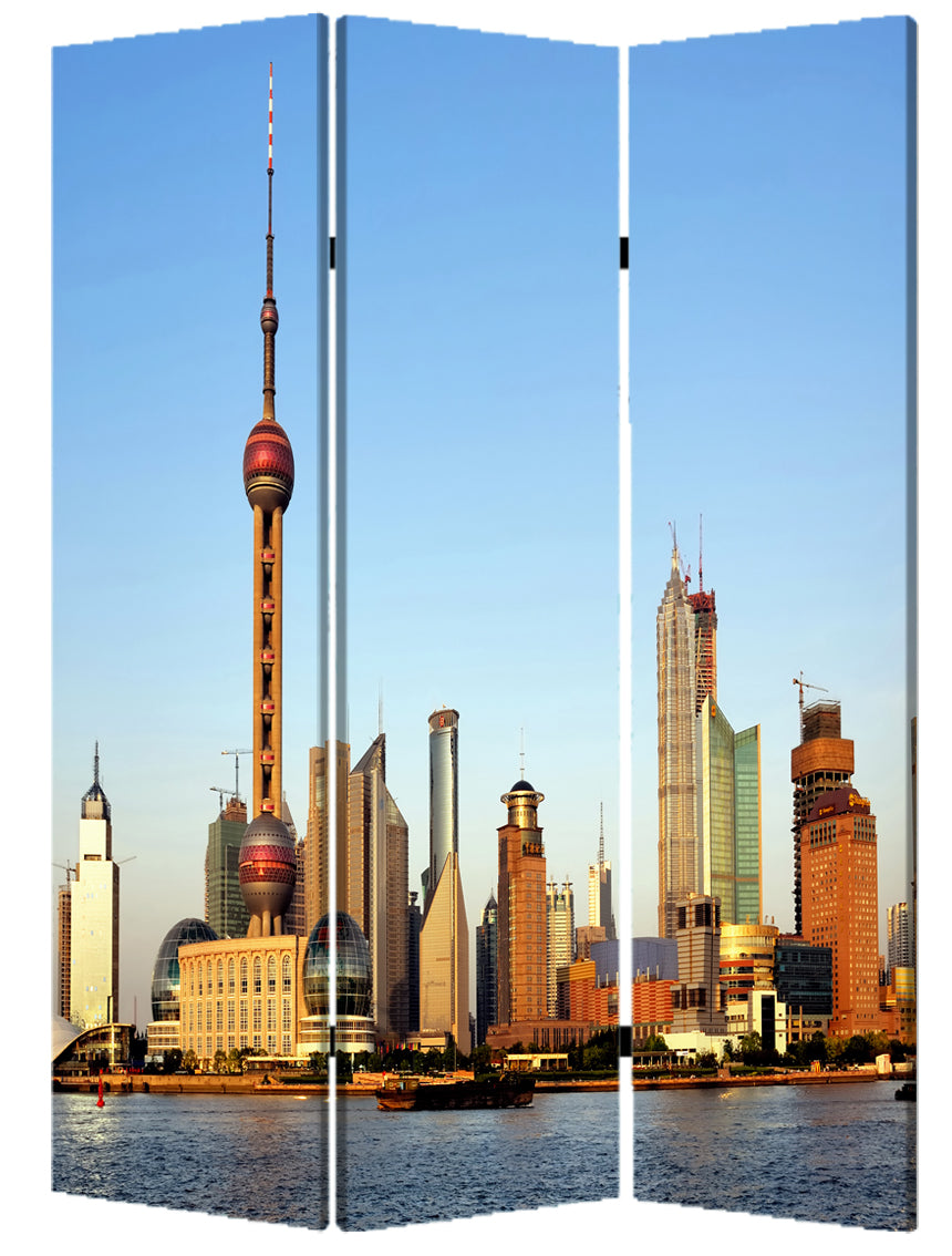 48" X 72" Multi Color Wood Canvas China Screen