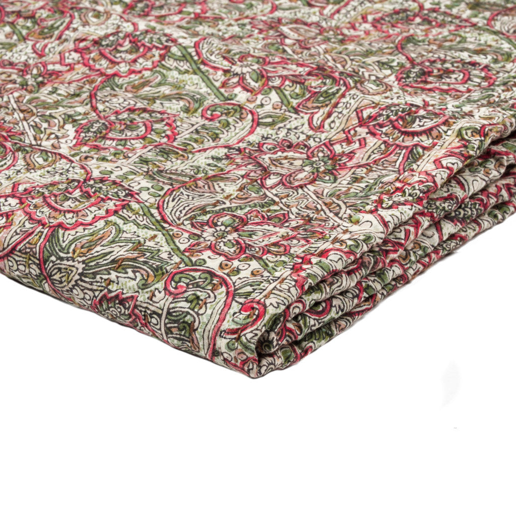 Beige Kantha Throw Blanket