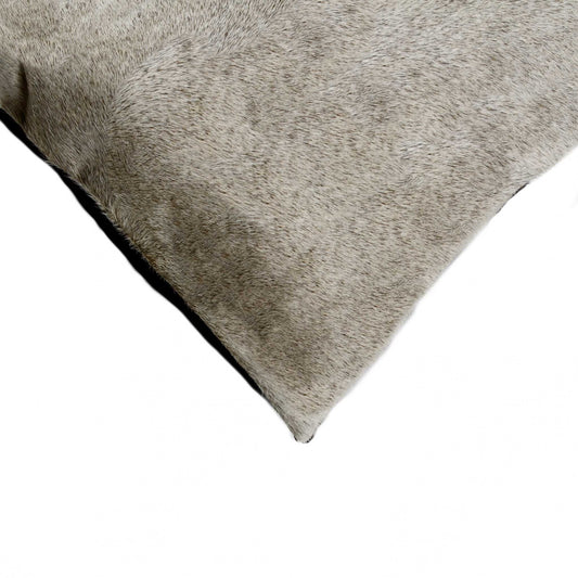 18" X 18" X 5" Gray Cowhide Pillow