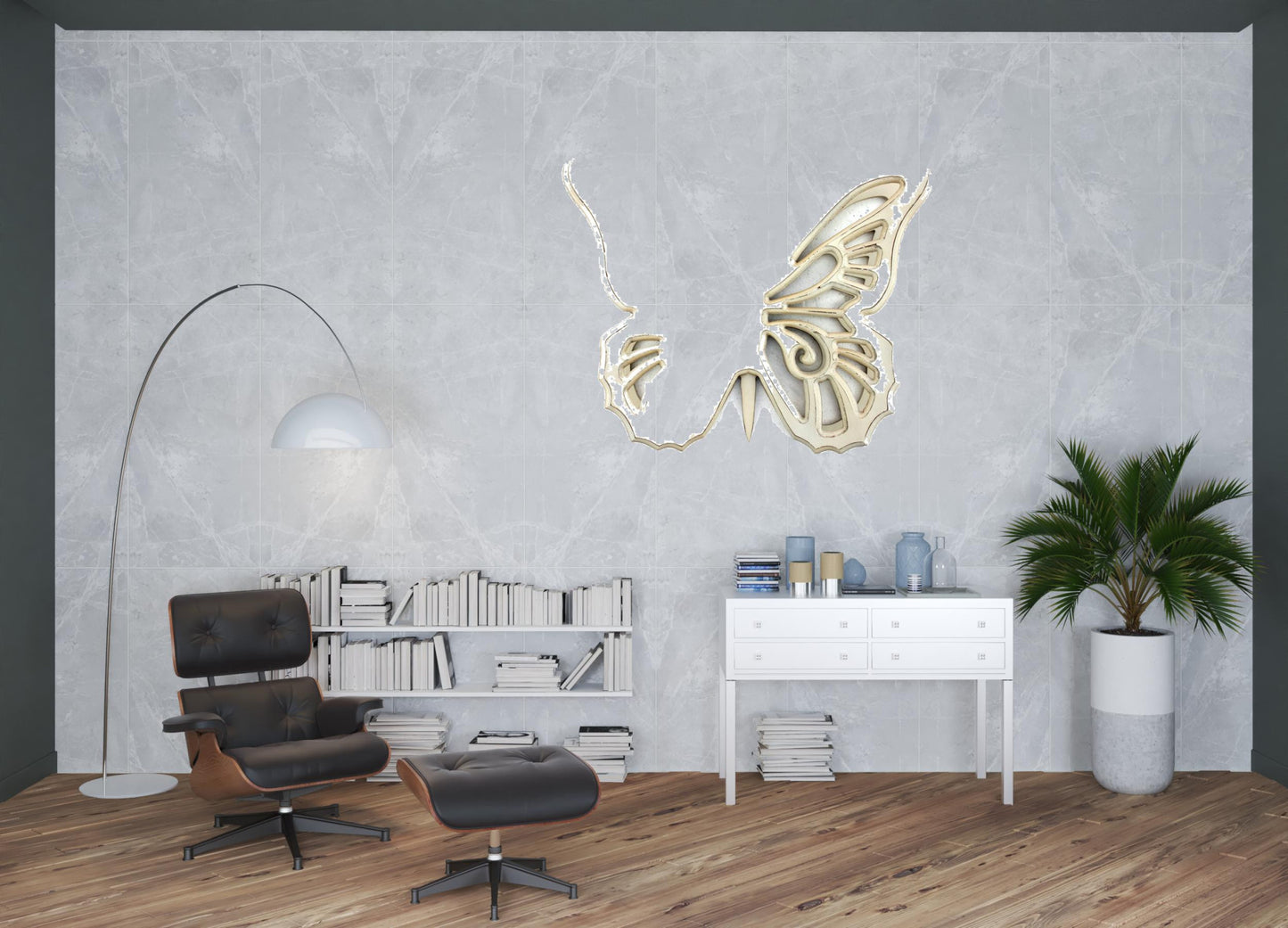 23" X 19" X 4" Light Yellow Rustic Butterfly Wooden Wall Decor