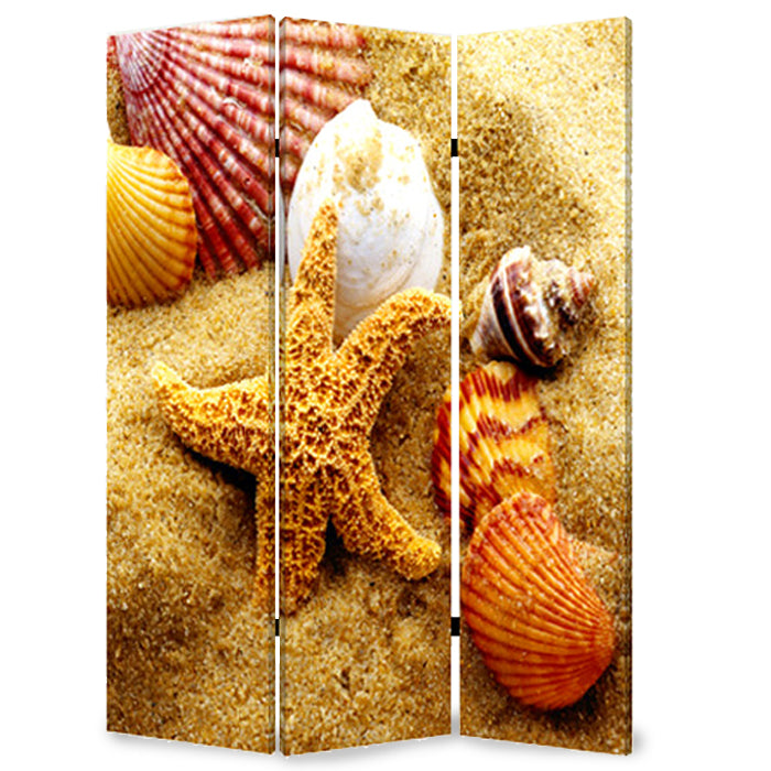48 X 72 Multi Color Wood Canvas Sea Shell Screen