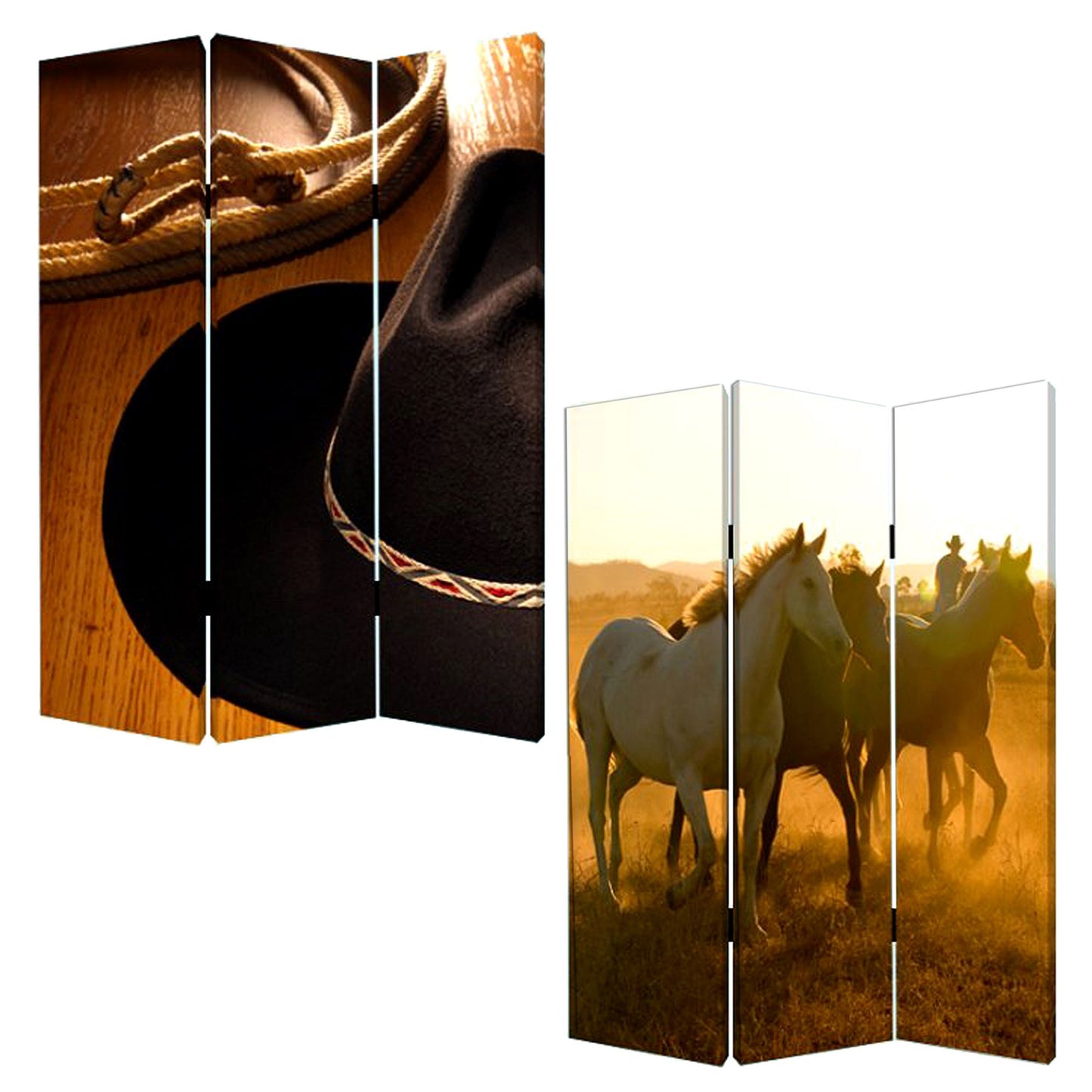 48" X 72" Multi Color Wood Canvas Round Up Screen