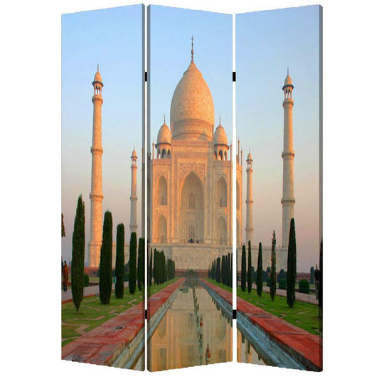 48" X 72" Multi Color Wood Canvas Taj Mahal Screen