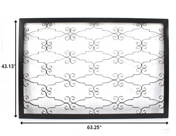 63" X 43" X 1" Black Wooden Framed Metal - Wall Decor