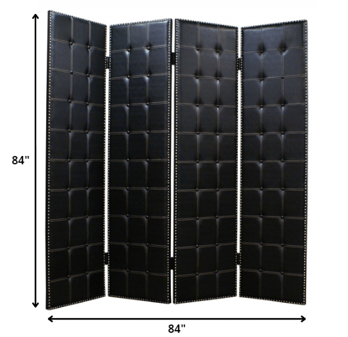 84 X 84 Black Faux Leather Screen