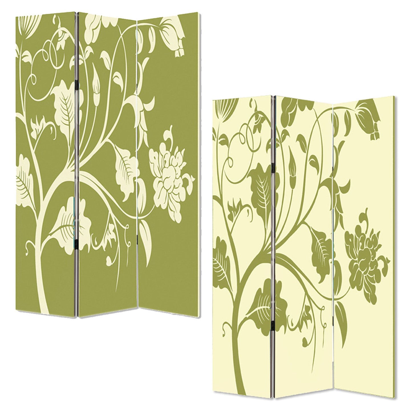 48" X 72" Multi Color Wood Canvas 3 Panel Screen