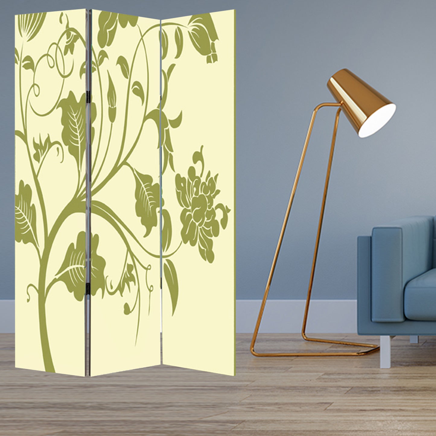 48" X 72" Multi Color Wood Canvas 3 Panel Screen
