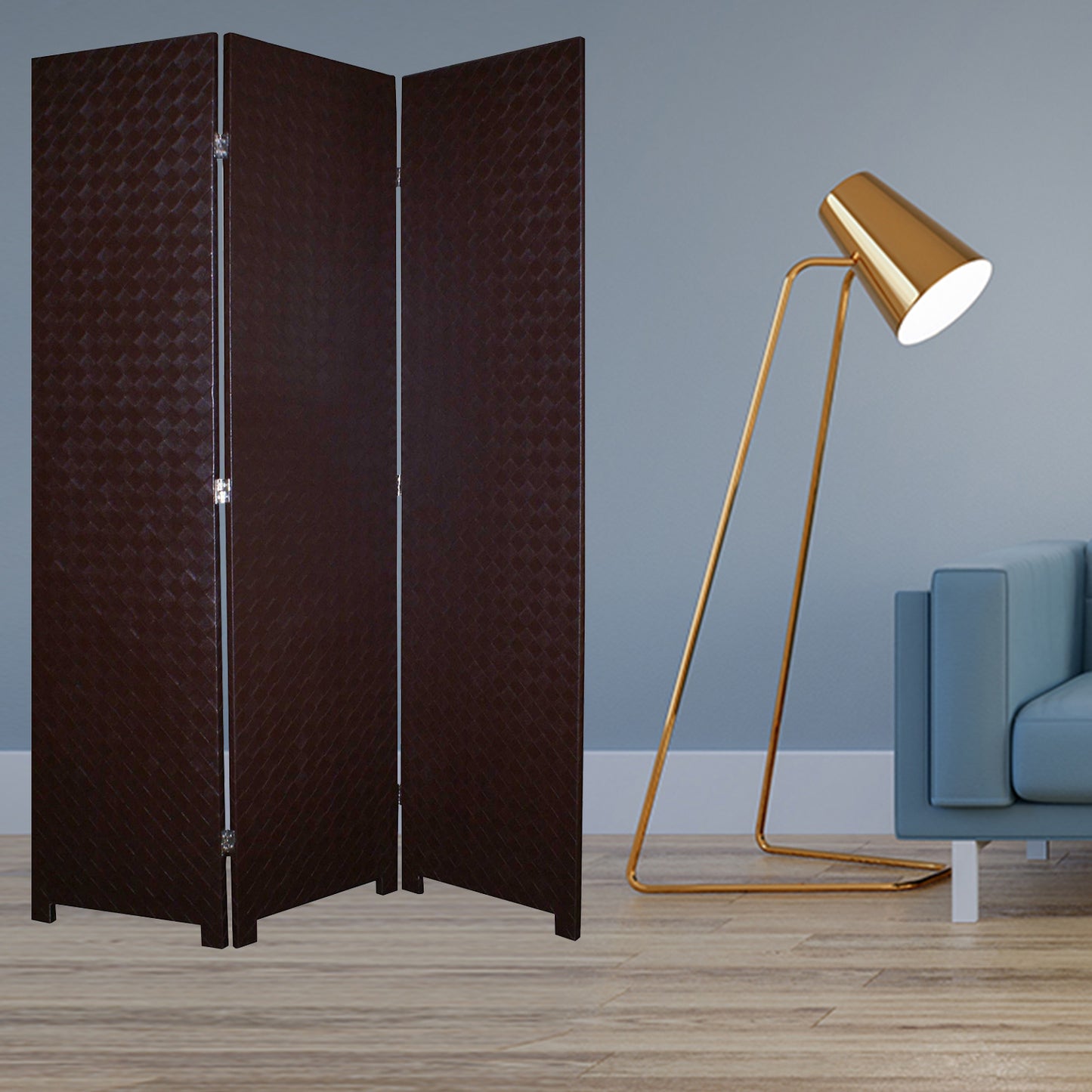 52 X 71 Brown Criss Cross Faux Leather Screen