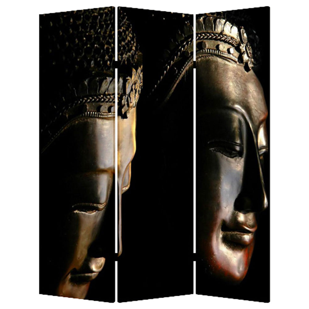48" X 72" Multi Color Wood Canvas Budda Screen