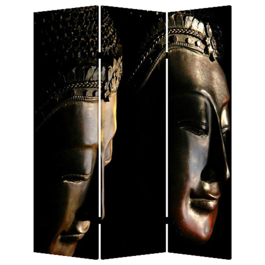 48" X 72" Multi Color Wood Canvas Budda Screen