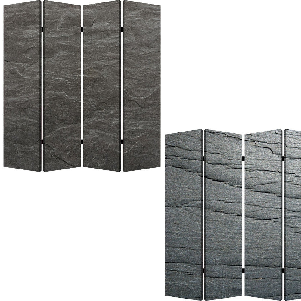 84" X 84" Multi Color Wood Canvas Black Slate Screen