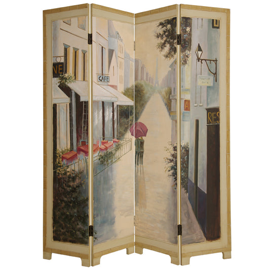 64" X 72" Multi Color Paris Promenade Wood Screen
