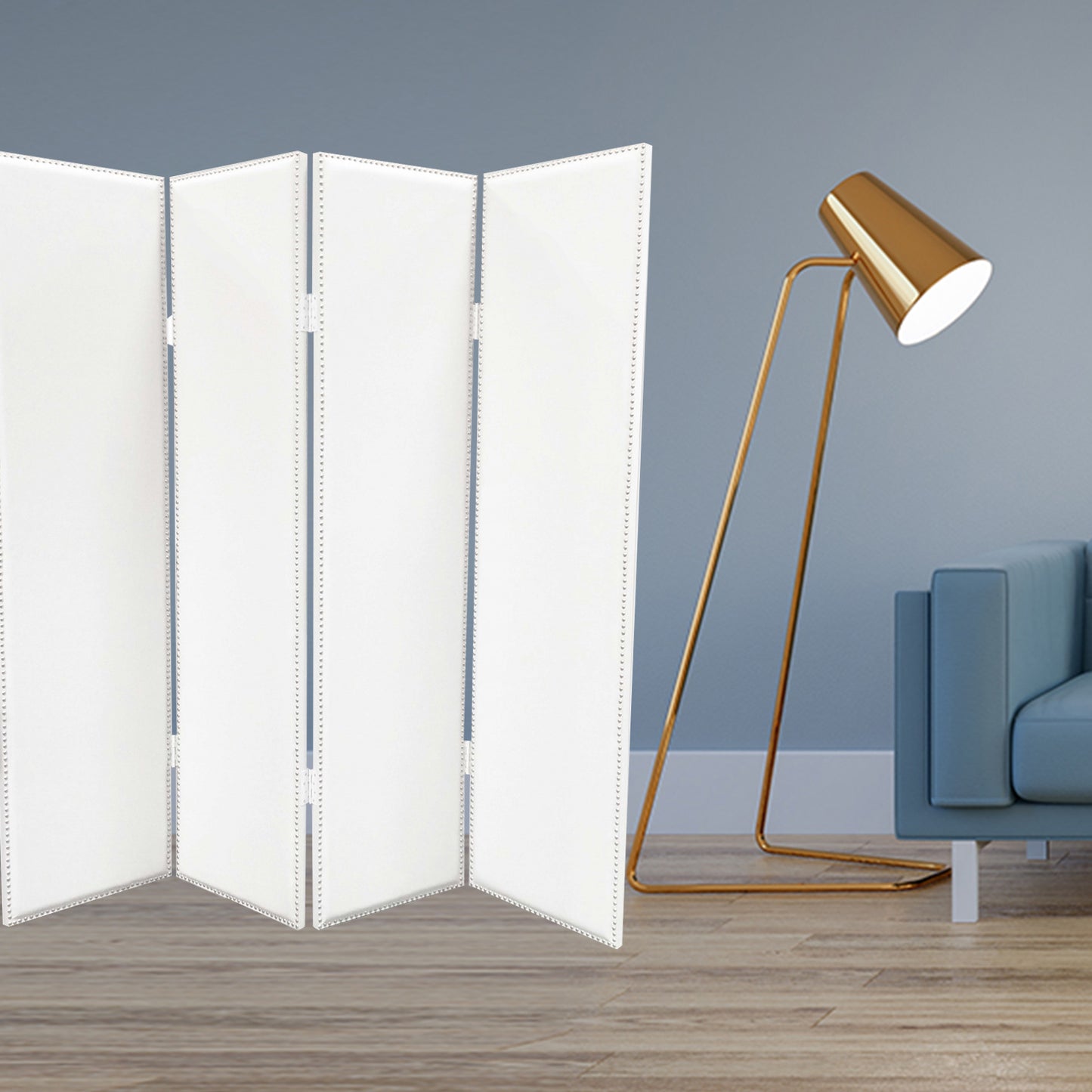 84 X 84 White Faux Leather Screen