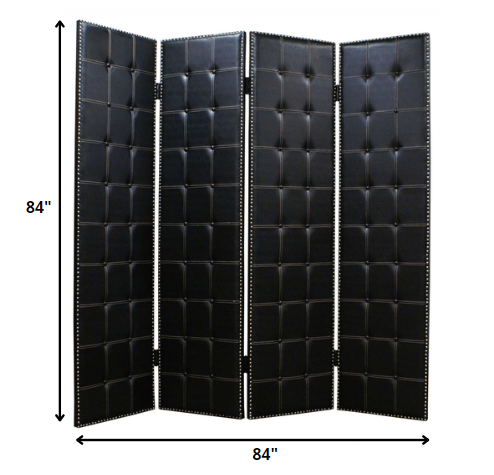 84 X 84 Black Faux Leather Screen