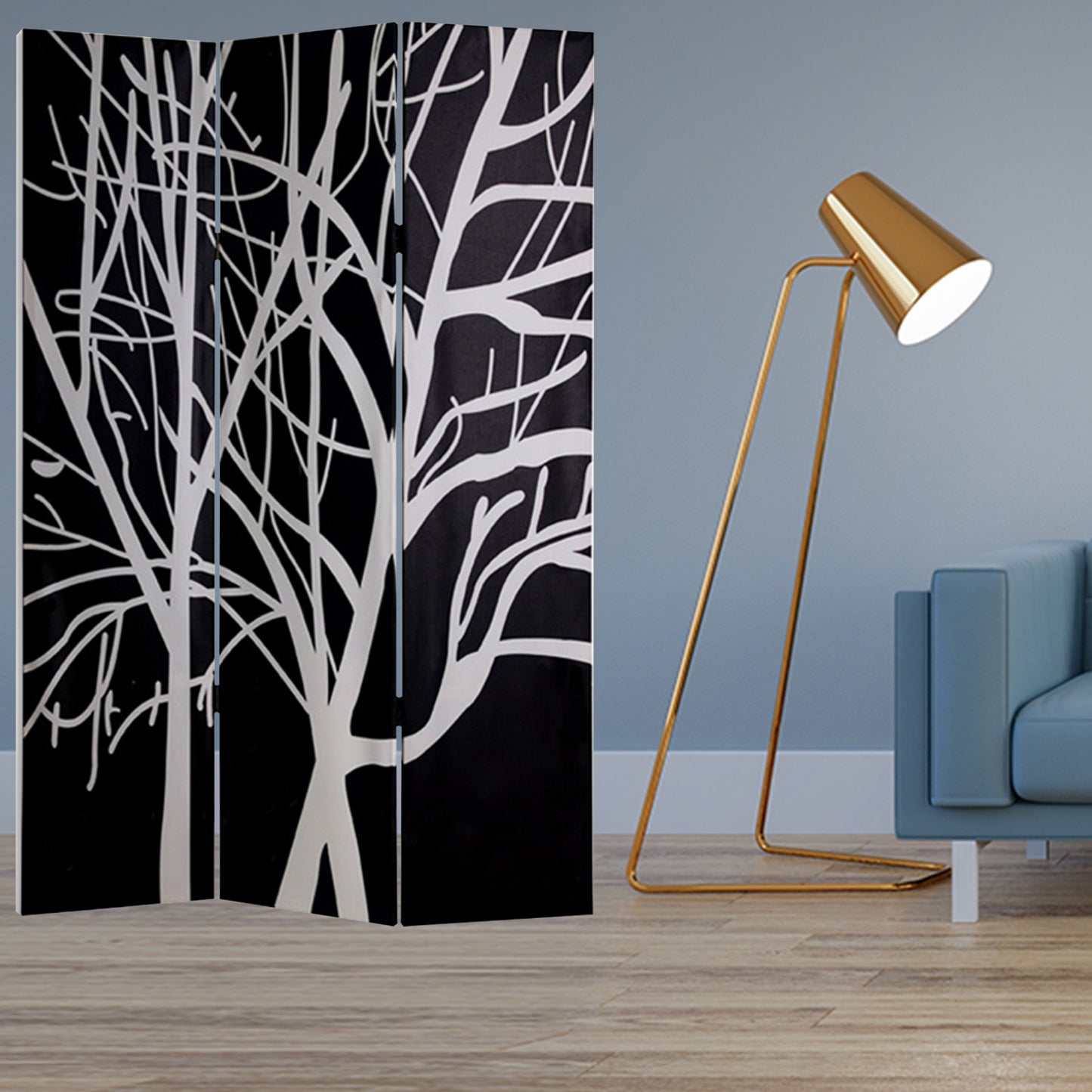 48" X 72" Multi Color Wood Canvas Tranquillity Screen