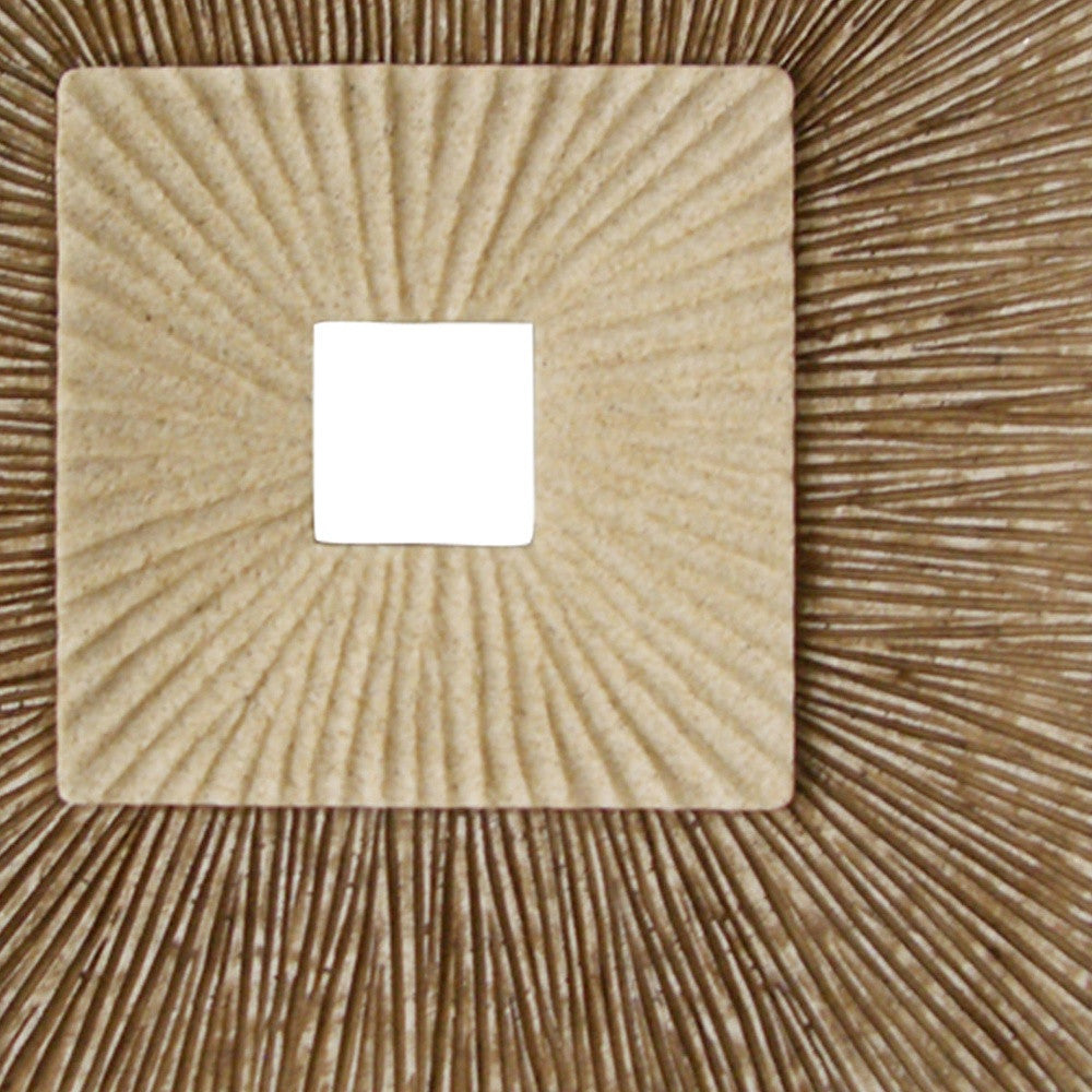 19" X 19" X 2.5" Brown Concave Square Double Layer Ribbed Wall Plaque