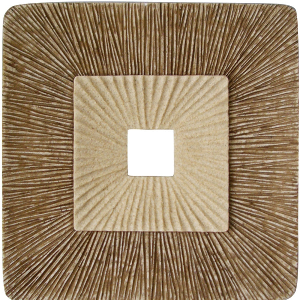 19" X 19" X 2.5" Brown Concave Square Double Layer Ribbed Wall Plaque