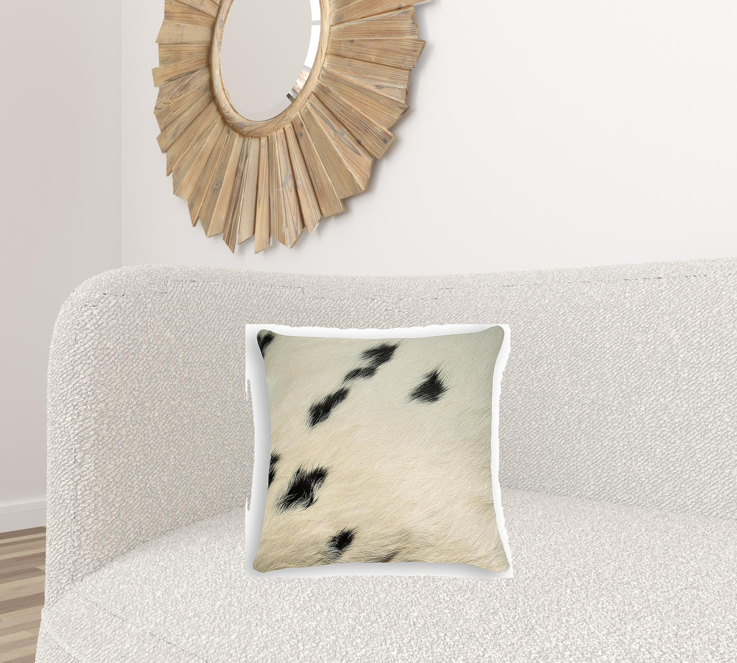 18" X 18" X 5" White And Black Cowhide Pillow