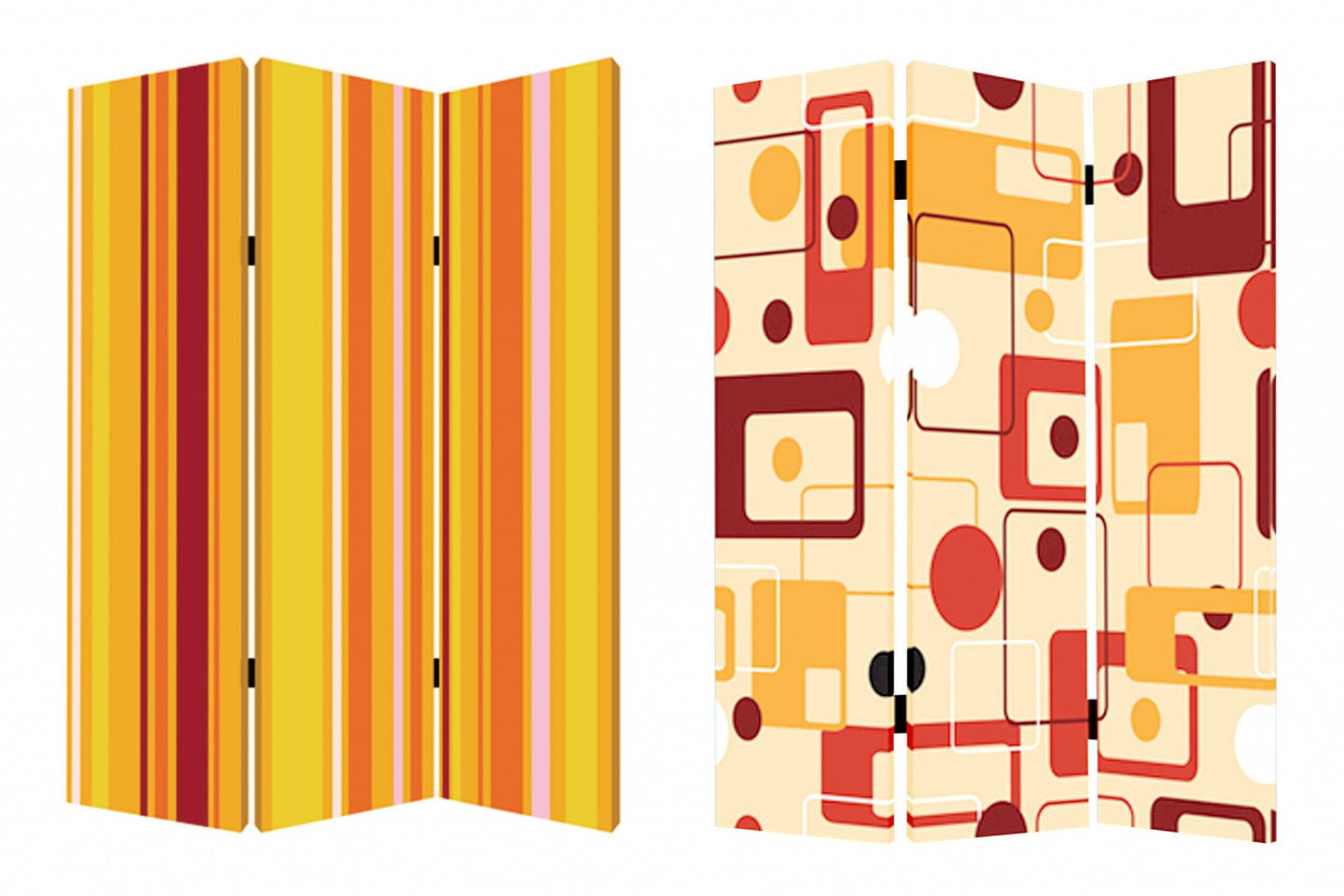 48 X 72 Multi Color Wood Canvas Deep Saffron Screen