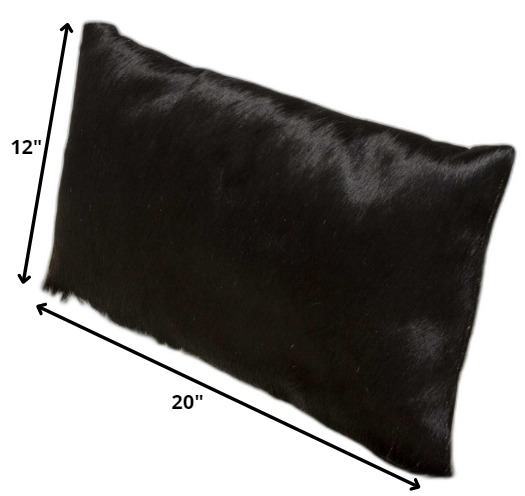 12" X 20" X 5" Black Cowhide Pillow