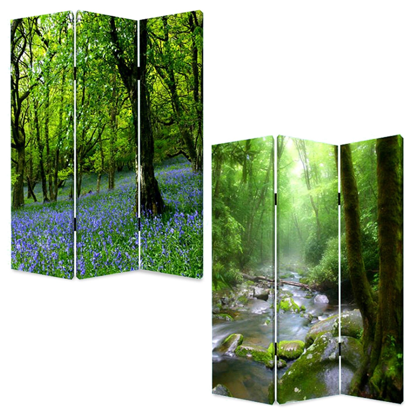 48" X 72" Multi Color Wood Canvas Meadows And Streams Screen