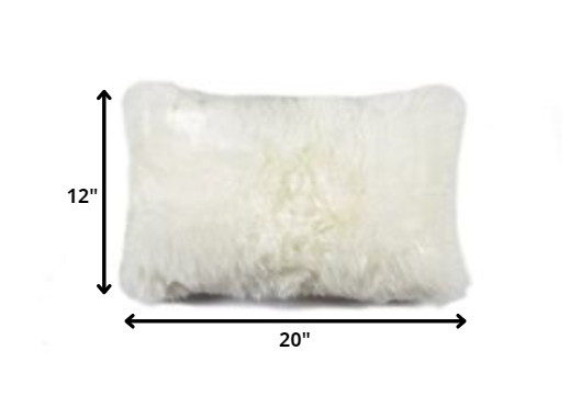 12" X 20" X 5" Natural Sheepskin Pillow