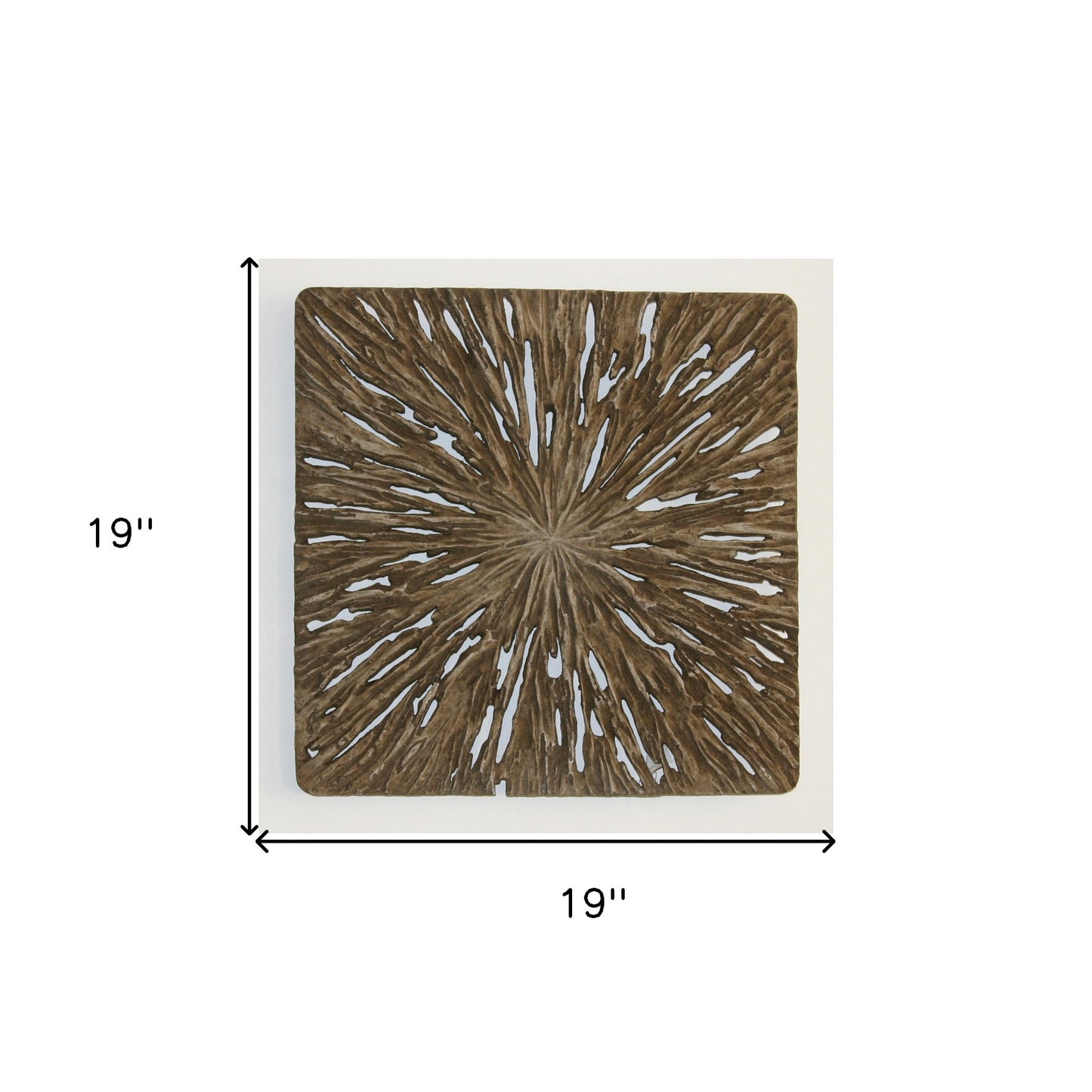 19" X 19" X 2" Brown Square Rotten Wood Wall Decor