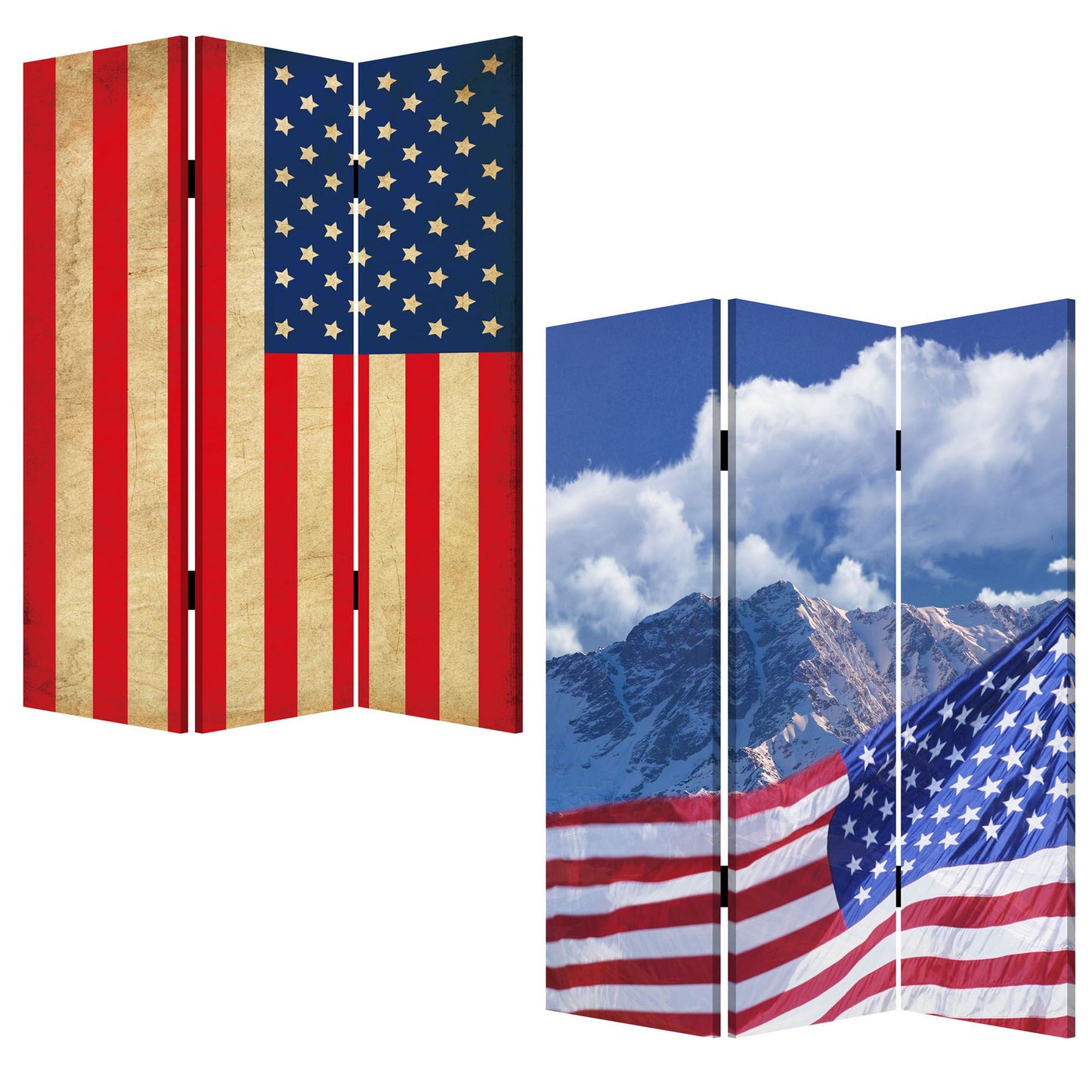48 X 72 Multi Color Wood Canvas Model American Flag Screen