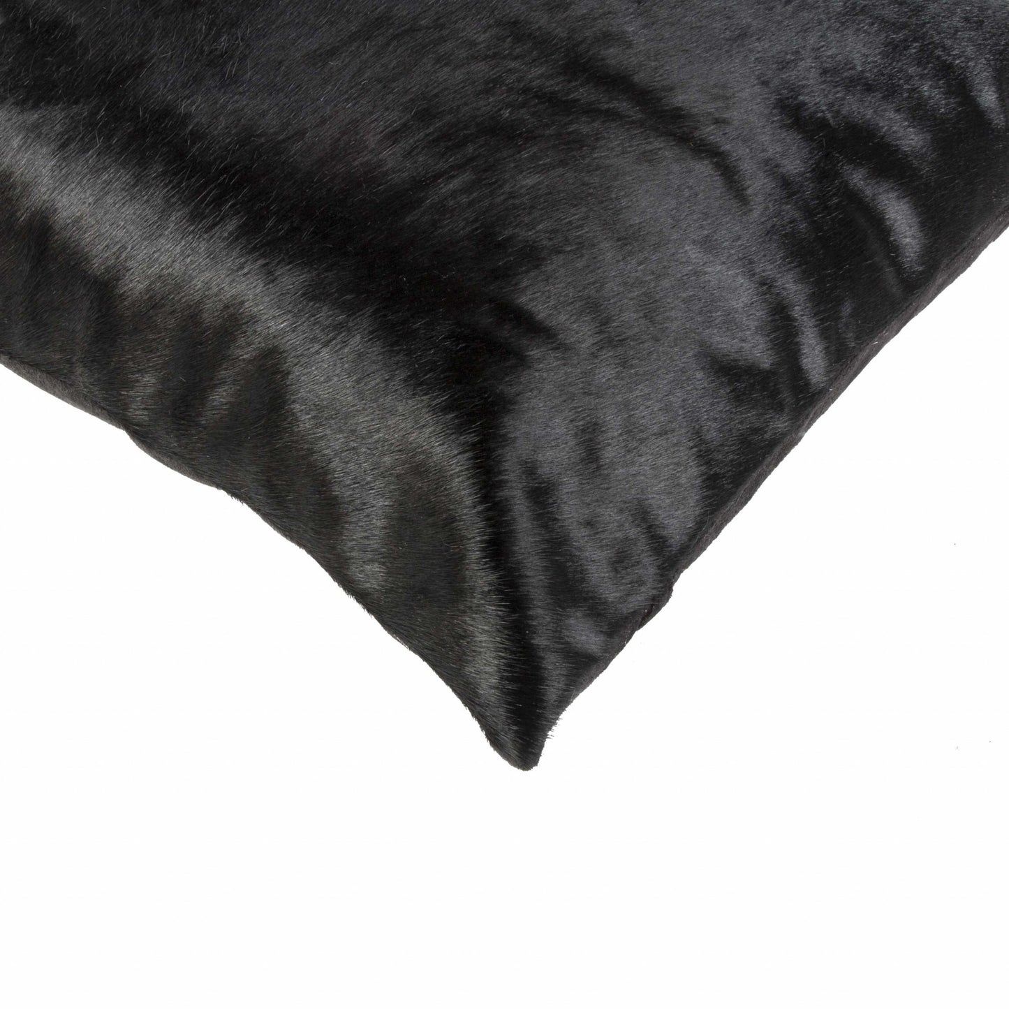 18" X 18" X 5" Black Cowhide Pillow