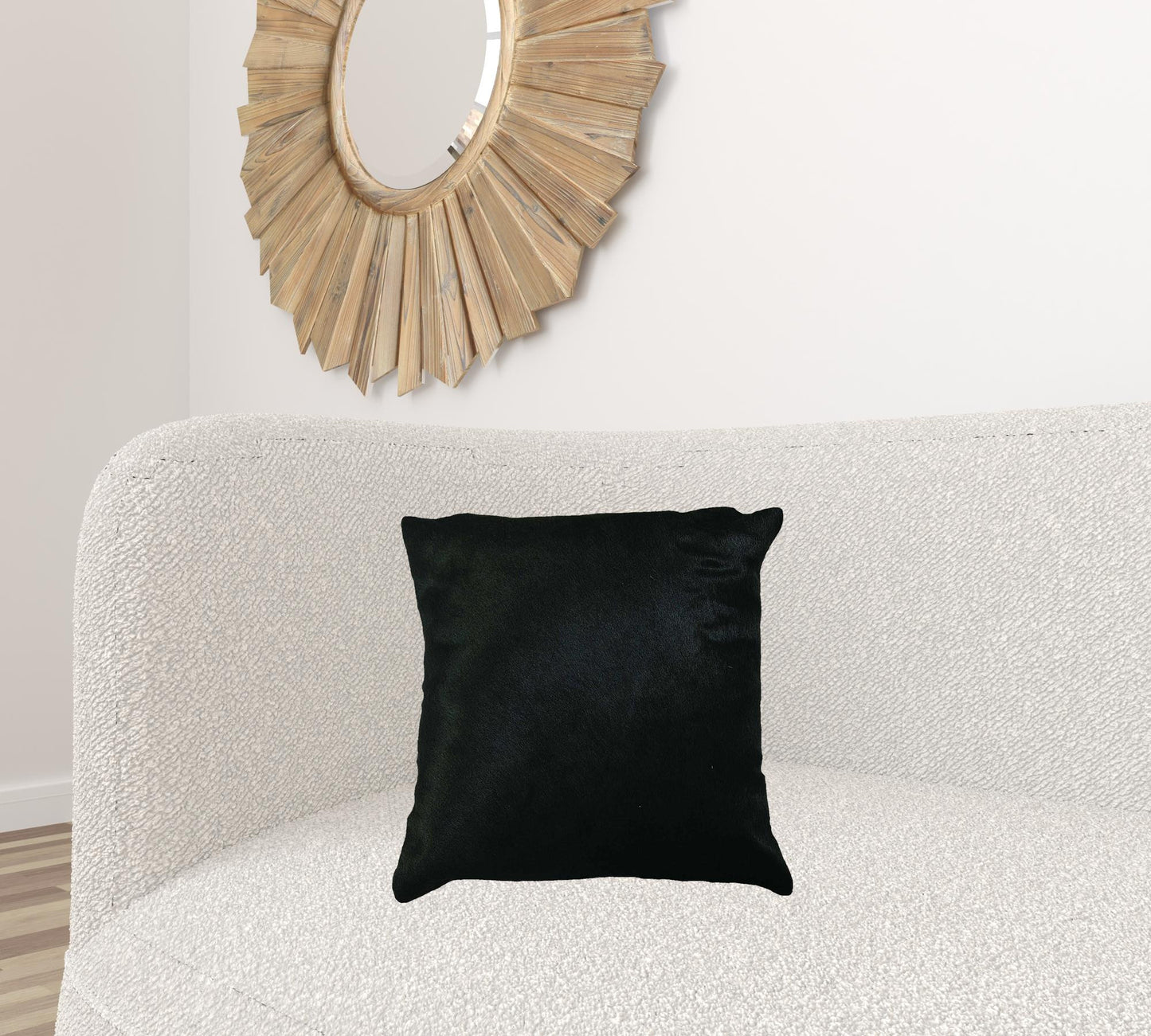 18" X 18" X 5" Black Cowhide Pillow