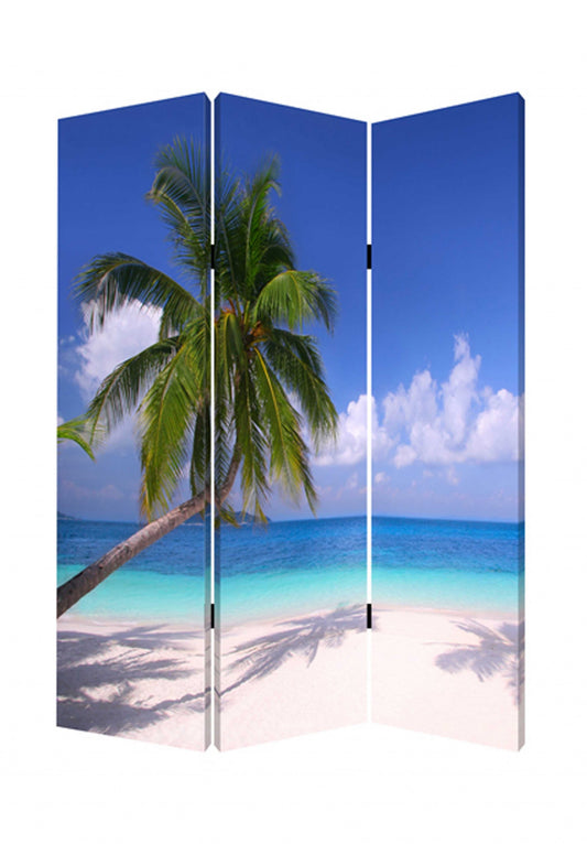 48 X 72 Multi Color Wood Canvas Paradise Screen