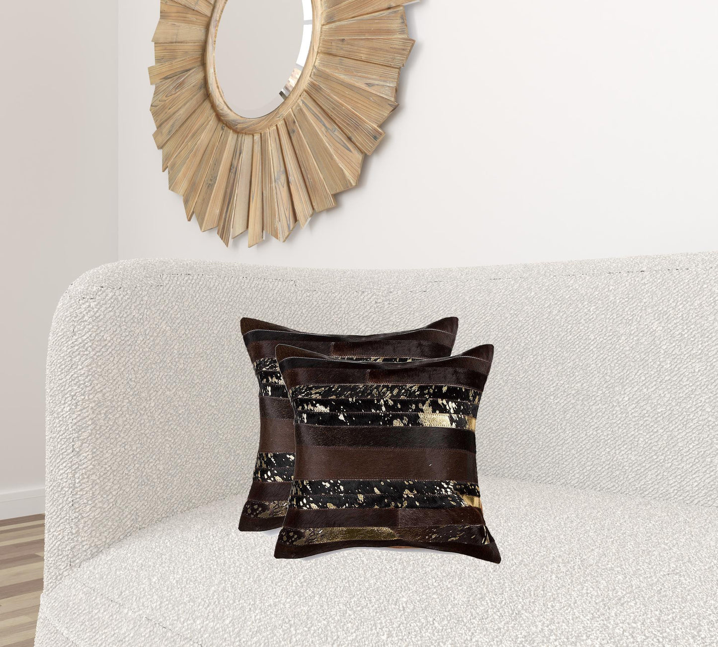 18" X 18" X 5" Gold And Chocolate Pillow 2 Pack