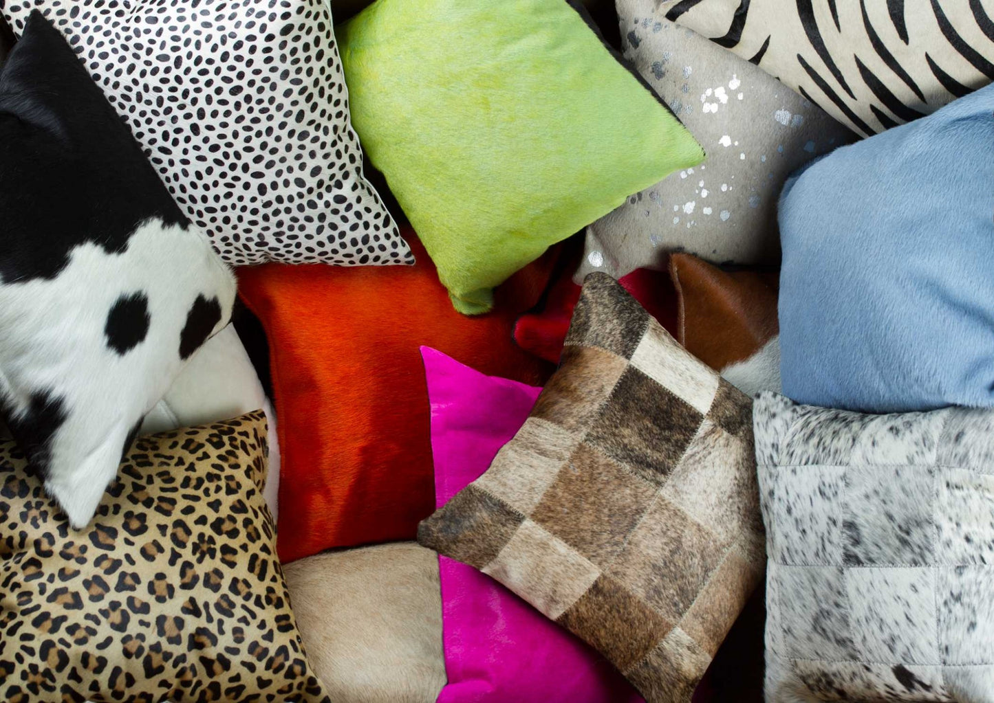 12" X 20" X 5" Lime Cowhide Pillow