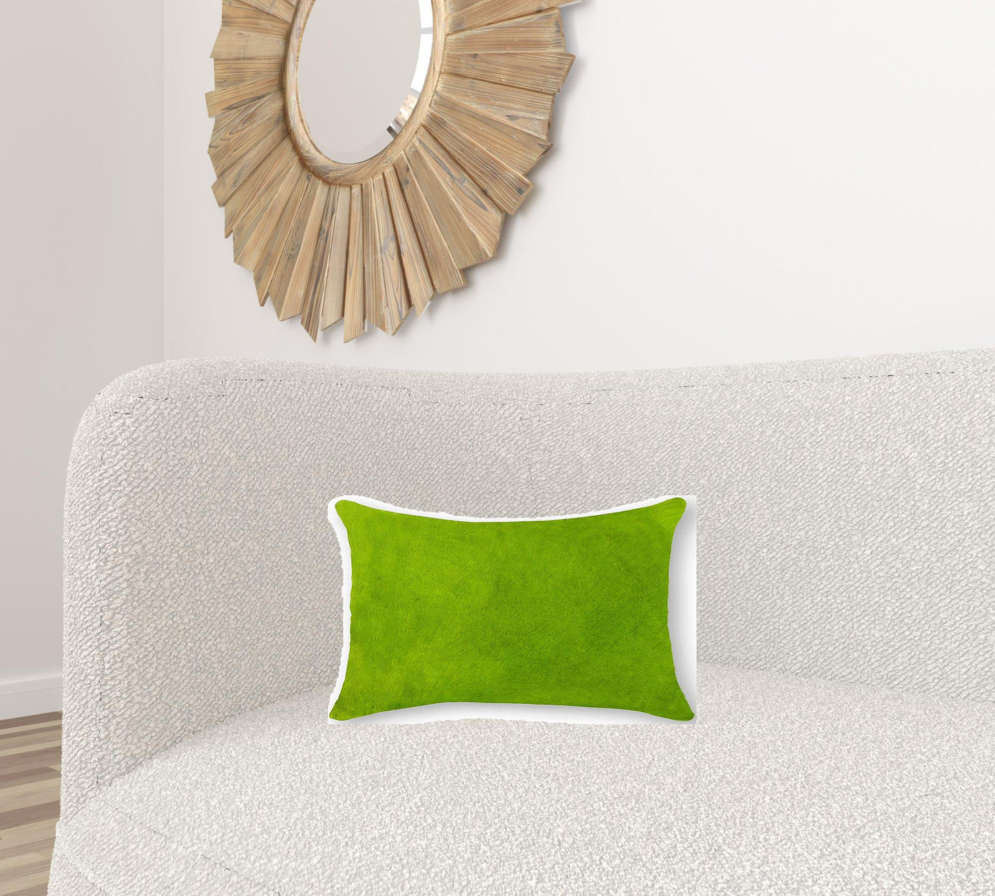 12" X 20" X 5" Lime Cowhide Pillow