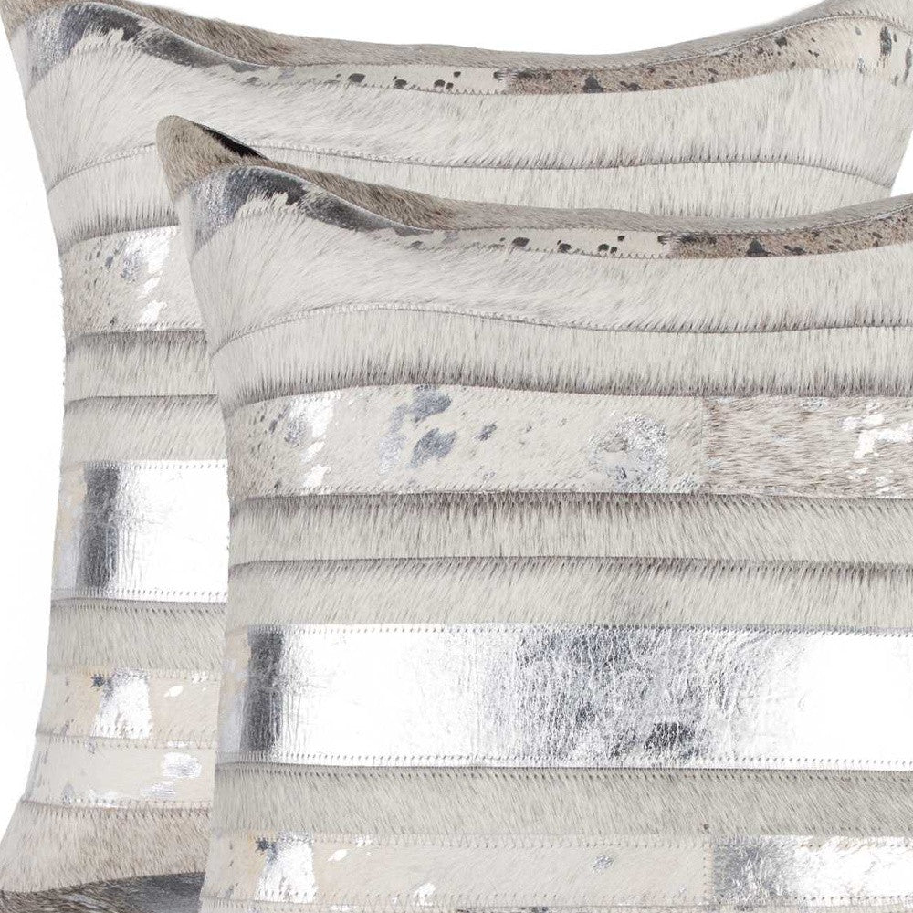 18" X 18" X 5" Silver And Gray Pillow 2 Pack