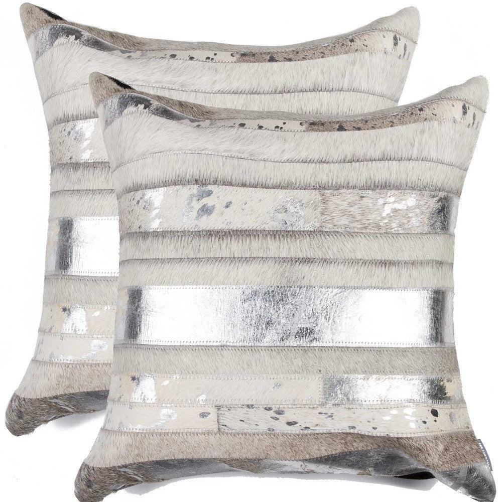 18" X 18" X 5" Silver And Gray Pillow 2 Pack