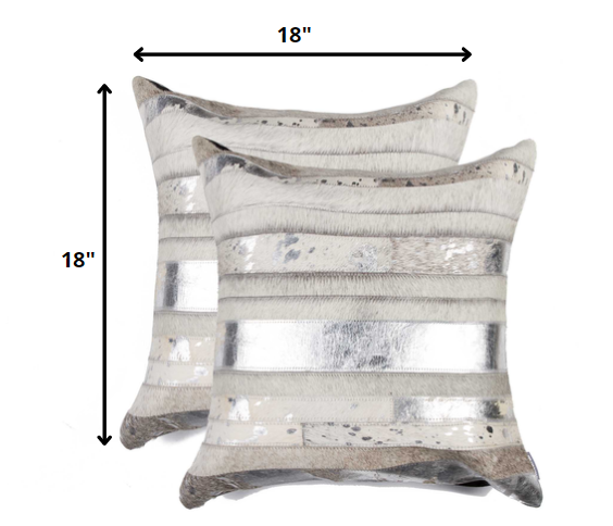 18" X 18" X 5" Silver And Gray Pillow 2 Pack
