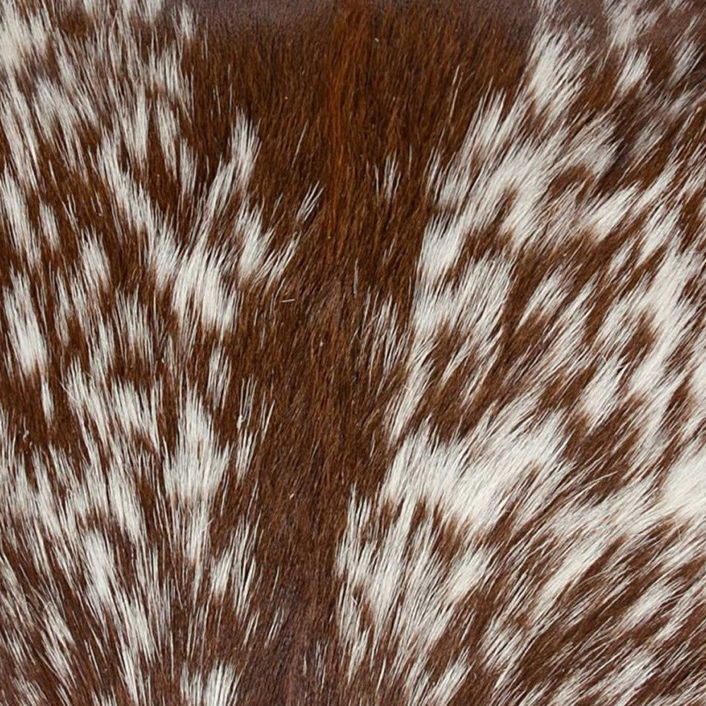 18" X 18" X 5" Salt And Pepper Brown And White Cowhide Pillow