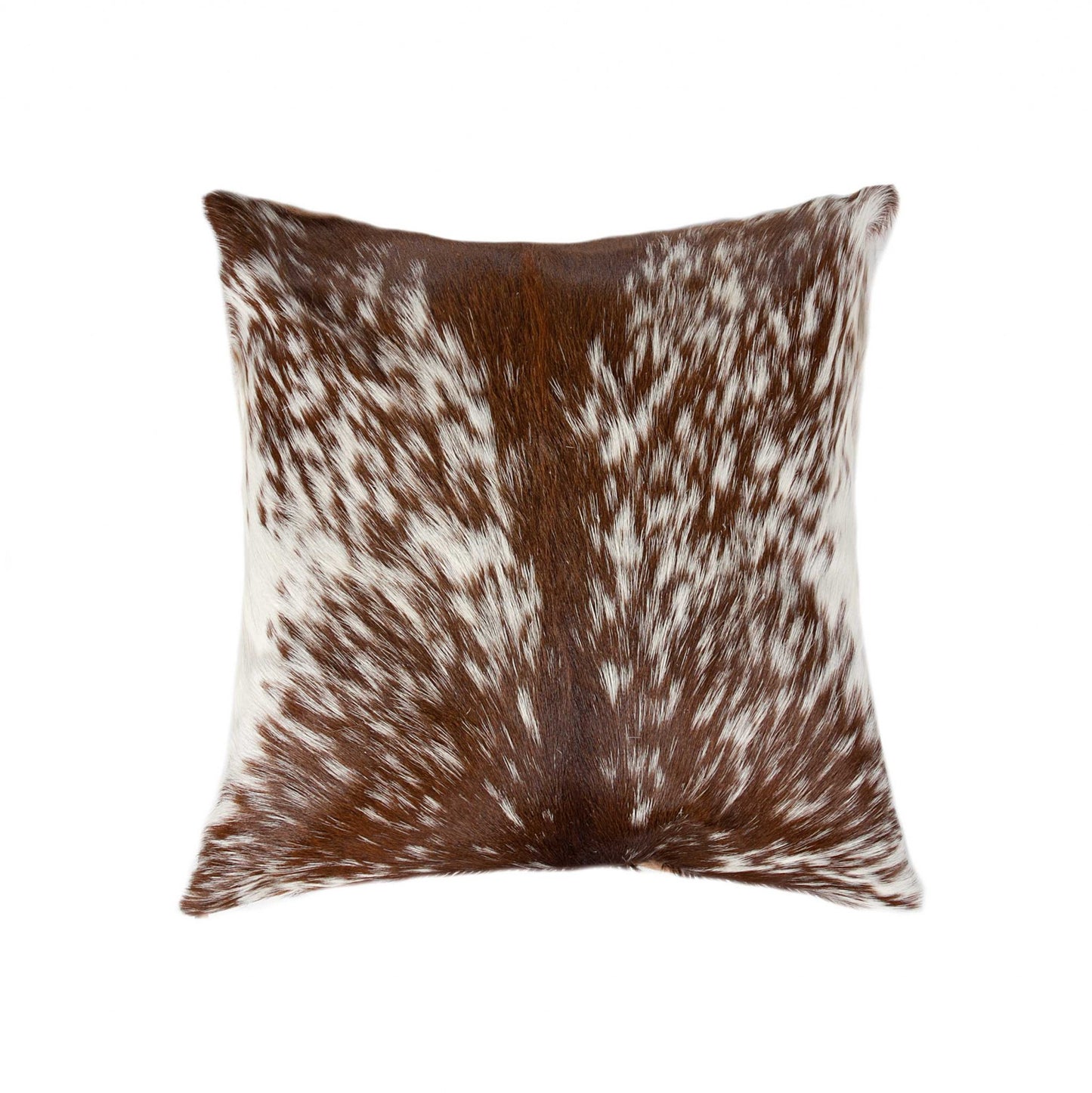 18" X 18" X 5" Salt And Pepper Brown And White Cowhide Pillow