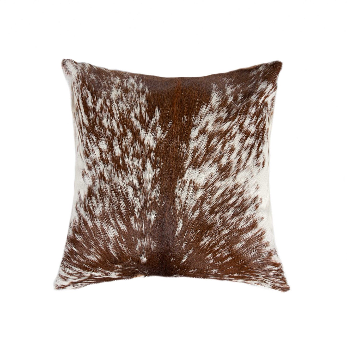 18" X 18" X 5" Salt And Pepper Brown And White Cowhide Pillow